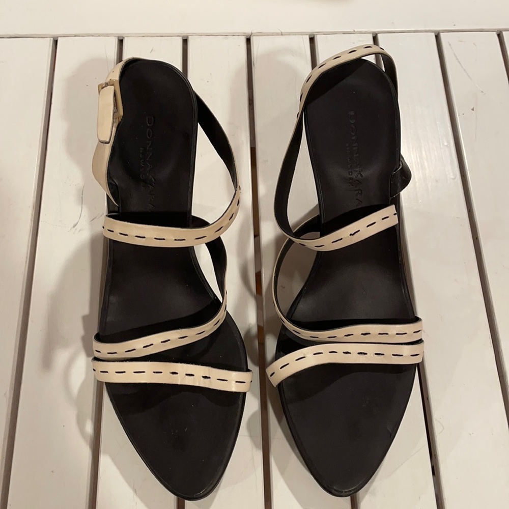 Donna Karen leather wrap around heels 7